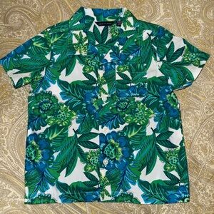 Janie and Jack - Green and Blue Floral Toddler Shirt Size 18-24m